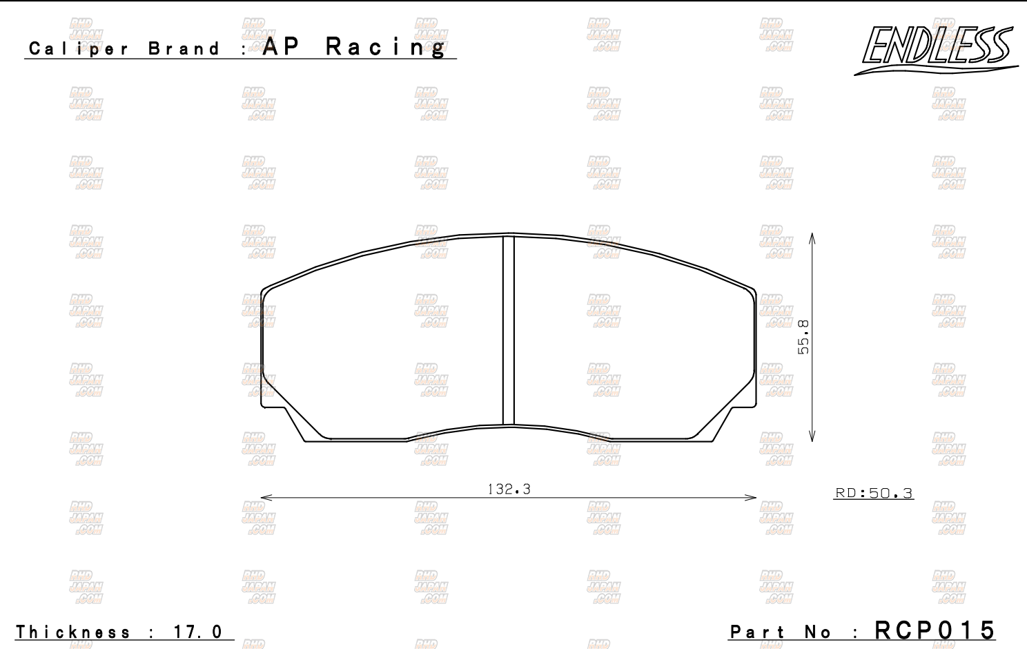 Endless Brake Pads Set Circuit Compound CC35 Type-E (N84M) AP Racing Alcon TRUST 4 Pot - RCP015 17mm
